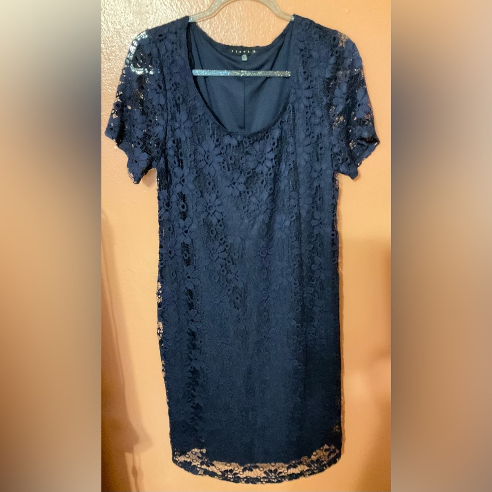 Tiana B. Navy Lace Maxi Dress